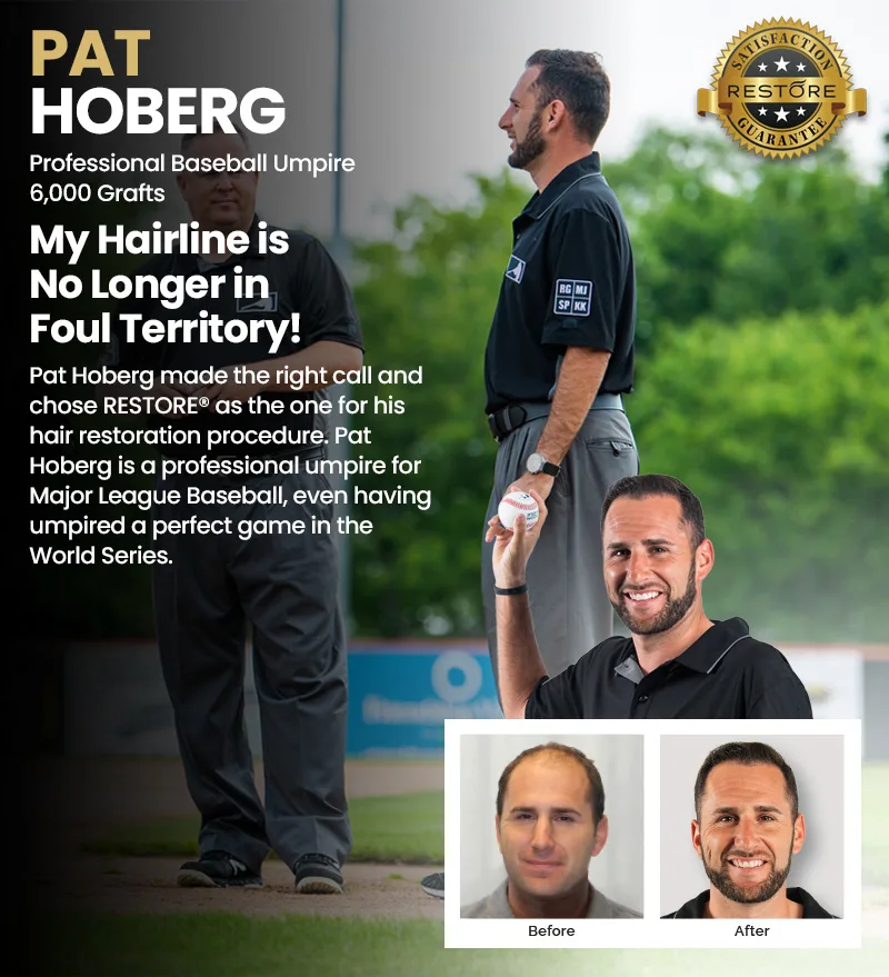 Pat Hoberg RESTORE hair restoration results banner
