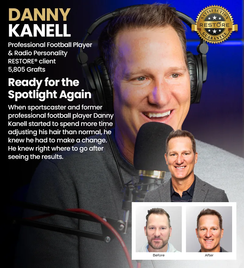 Danny Kanell RESTORE hair restoration results banner