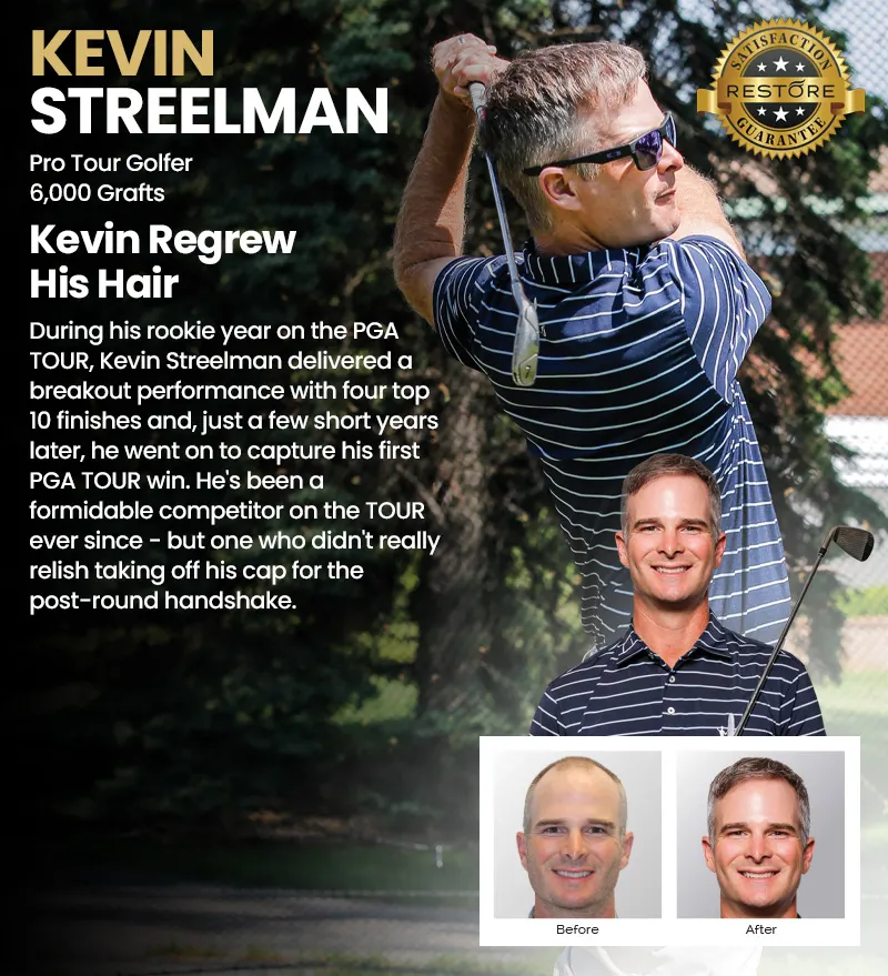 Kevin Streelman RESTORE hair restoration results banner mobile