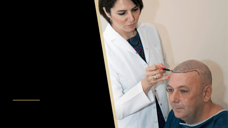 A man at a hair transplant consultation